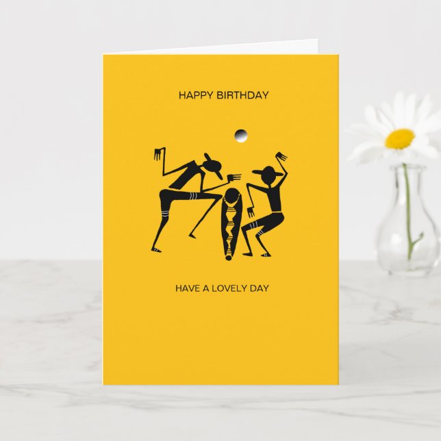 Fantastisk Silhouette Dancers Orange Birthday Kort (Liten växt)