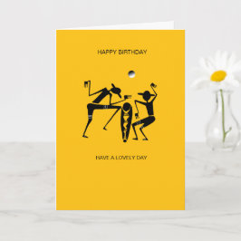 Fantastisk Silhouette Dancers Orange Birthday Kort