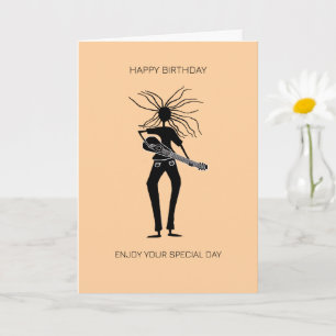 Fantastisk Silhouette Guitarist Birthday Kort