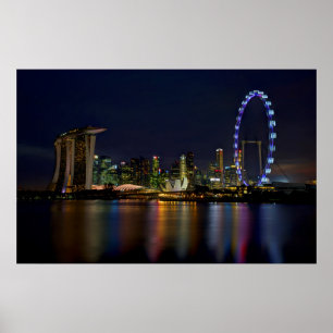 Fantastisk Singapore Skyline per natt Poster