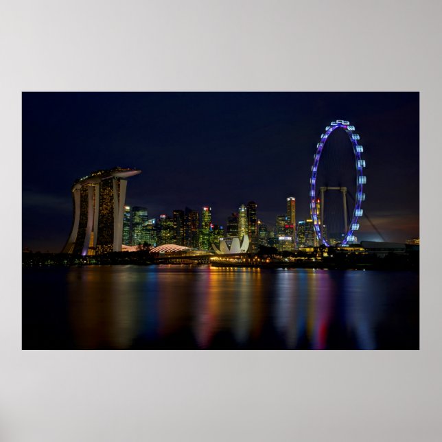 Fantastisk Singapore Skyline per natt Poster (Framsidan)