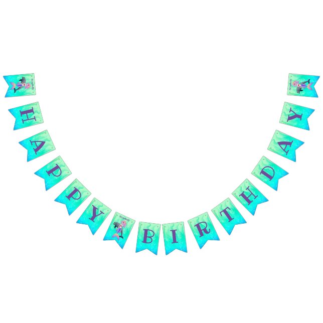 Fantastisk Sjöjungfru med regnbåge och svan födels Vimplar (Alla)