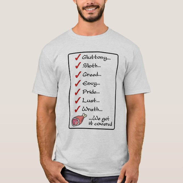 Fantastisk sju syndar t-shirt (Framsida)