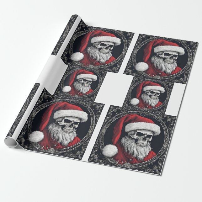 Fantastisk Skeleton av Jultomten Wrapping Papper Presentpapper (Utrullad)