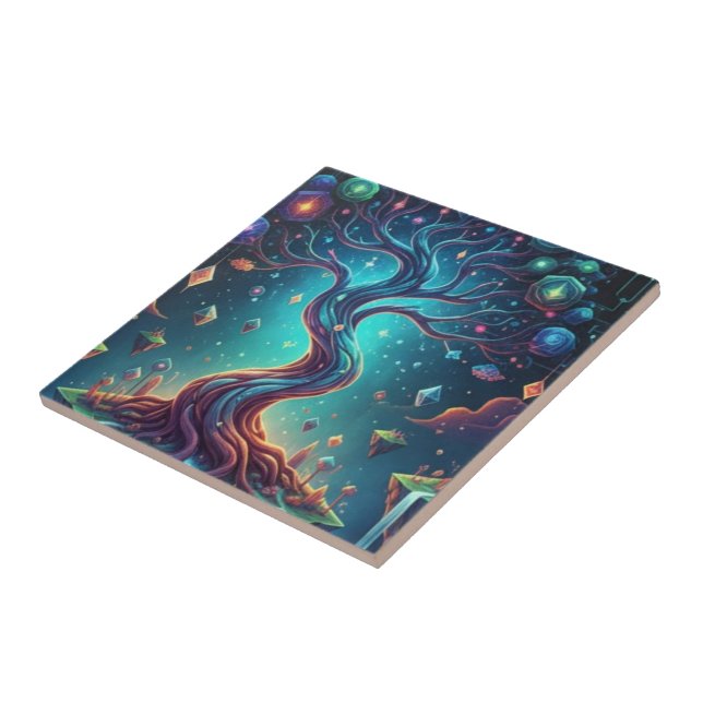 "Fantastisk skog - Imaginära resor" Kakelplatta (Sidan)