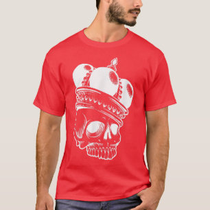 Fantastisk Skull med Krona Skeleton Bones och Pira T Shirt