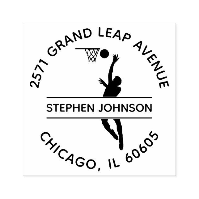 Fantastisk Slam Dunk Basketspelare Returadress Stämpel (Tryck)