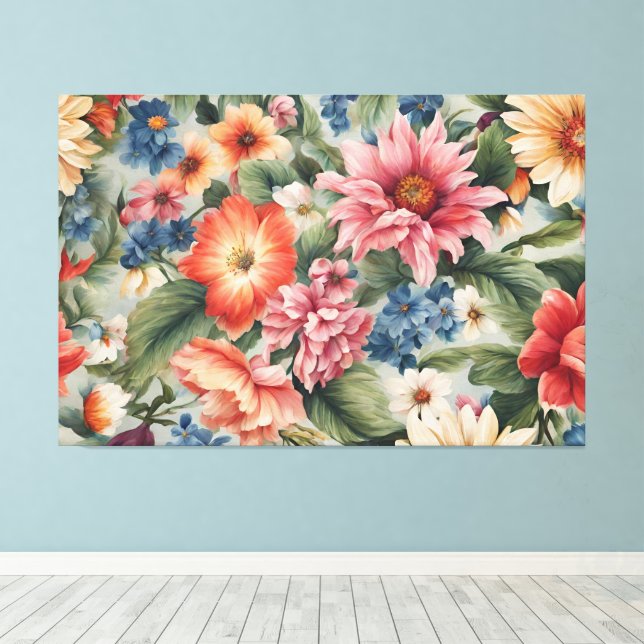 Fantastisk Sofistikerade färgade sommarblommor Canvastryck (Insitu (trägolv))