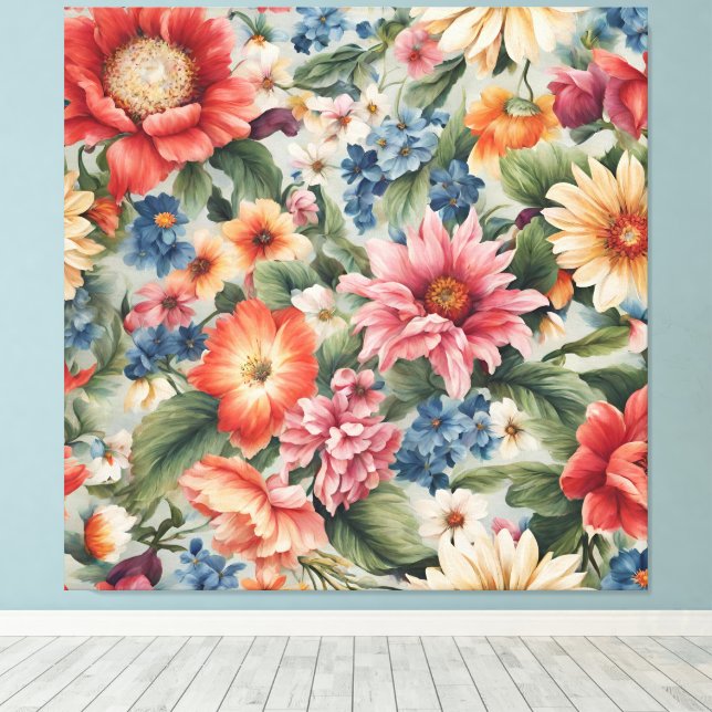 Fantastisk Sofistikerade färgade sommarblommor Canvastryck (Insitu (trägolv))
