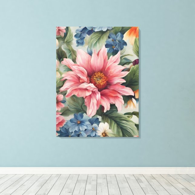 Fantastisk Sofistikerade färgade sommarblommor Canvastryck (Insitu (trägolv))