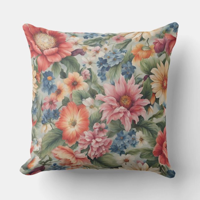 Fantastisk Sofistikerade färgade sommarblommor Kudde (Framsida)