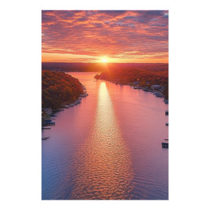Fantastisk solnedgångsfotografering vid Lake of th Fototryck