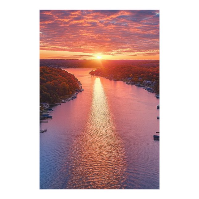Fantastisk solnedgångsfotografering vid Lake of th Fototryck (Framsidan)