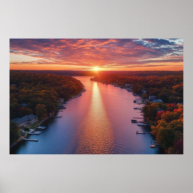 Fantastisk solnedgångsfotografering vid Lake of th Poster (Framsidan)