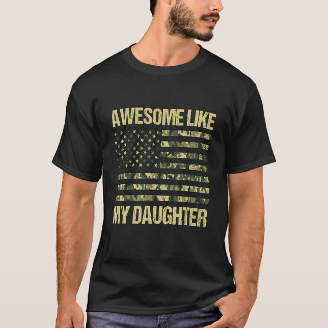 Fantastisk som min dotter Ameris Flagga Camo Pappa T Shirt (Framsida)