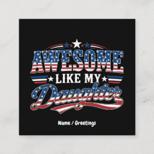 Fantastisk Som Min Dotter Patriotisk USA Flaggdesi Fyrkantigt Visitkort