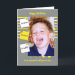 Fantastisk Son grått och gult Birthday Kort<br><div class="desc">Anpassa hälsningskortet till din son,  med ett foto. Designad i grått,  gult och vitt. Vi är så stolta att kalla dig vår son. Fantastisk,  underbart. Födelsedagskort för son</div>