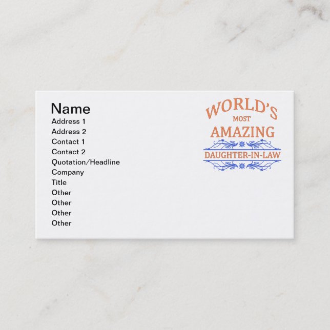 Fantastisk sonhustru visitkort (Framsida)