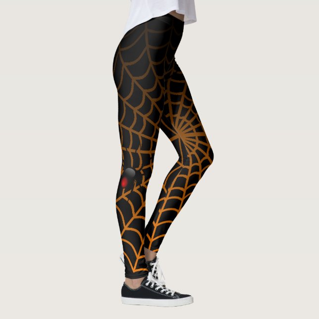 Fantastisk spindel och webbsnurr Halloween-design Leggings (Höger)