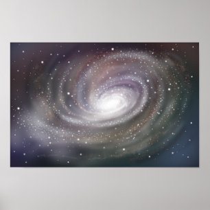 Fantastisk spiralgalax som lyser i yttre rymden. poster