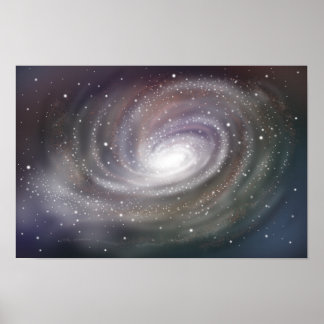 Fantastisk spiralgalax som lyser i yttre rymden. poster