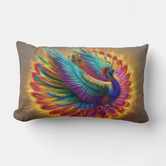 Fantastisk Splendor Peacock Lumbarkudde (Framsida)