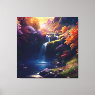 Fantastisk Splendor Waterfall Höstra liggande 7 Canvastryck