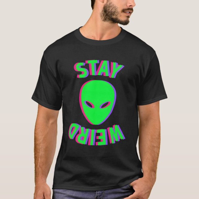 Fantastisk Stanna Konstig Alien Ansikte Glitch Ufo T Shirt (Framsida)
