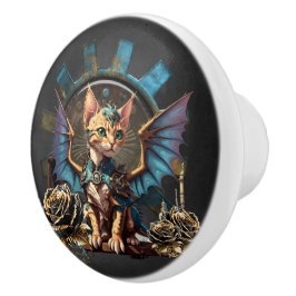 Fantastisk steampunk-katt. knopp
