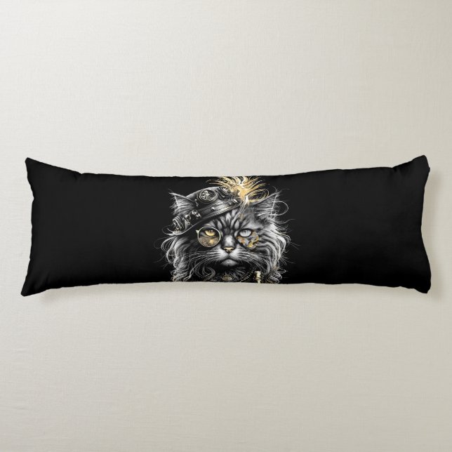 Fantastisk Steampunk Katt  Kroppskudde (Framsidan)