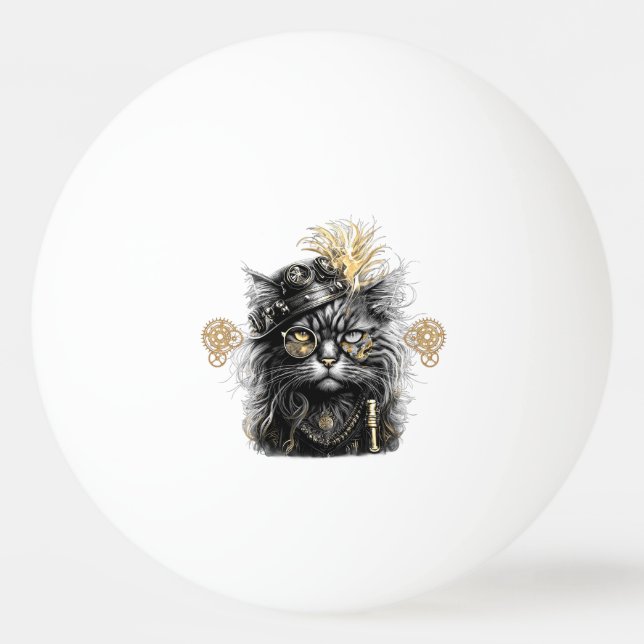 Fantastisk Steampunk Katt  Pingisboll (Framsidan)