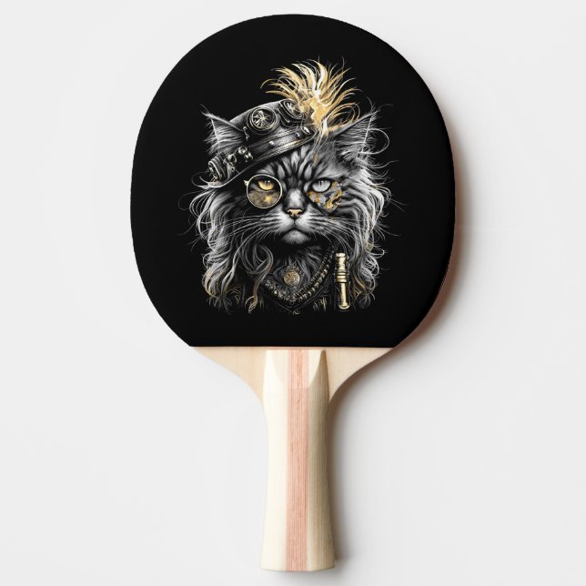 Fantastisk Steampunk Katt  Pingisracket (Framsidan)