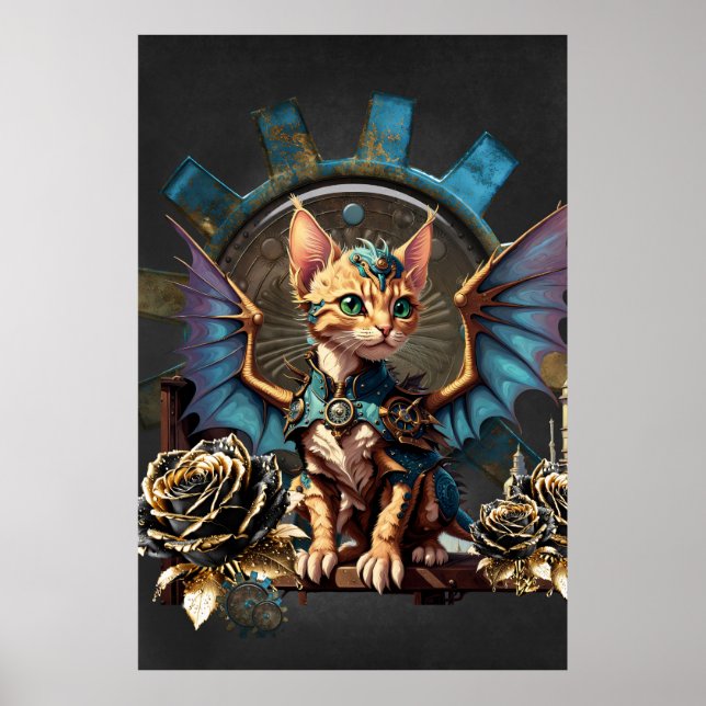 Fantastisk steampunk-katt. poster (Framsidan)