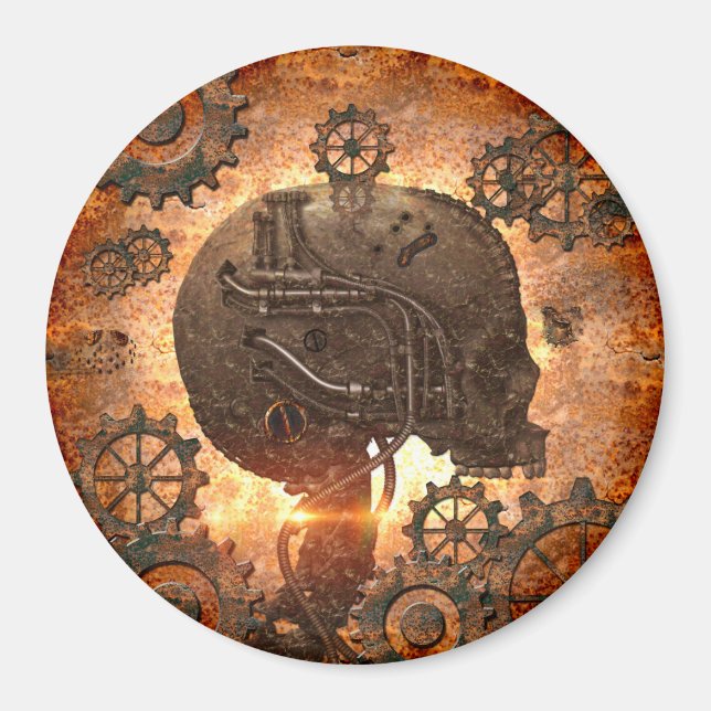 Fantastisk steampunk Skull Magnet (Framsidan)
