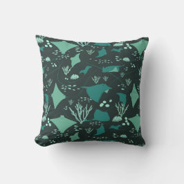 Fantastisk Stingrockor Underwater Black Blue Kudde