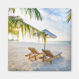 Fantastisk strandsolnedgång magnet