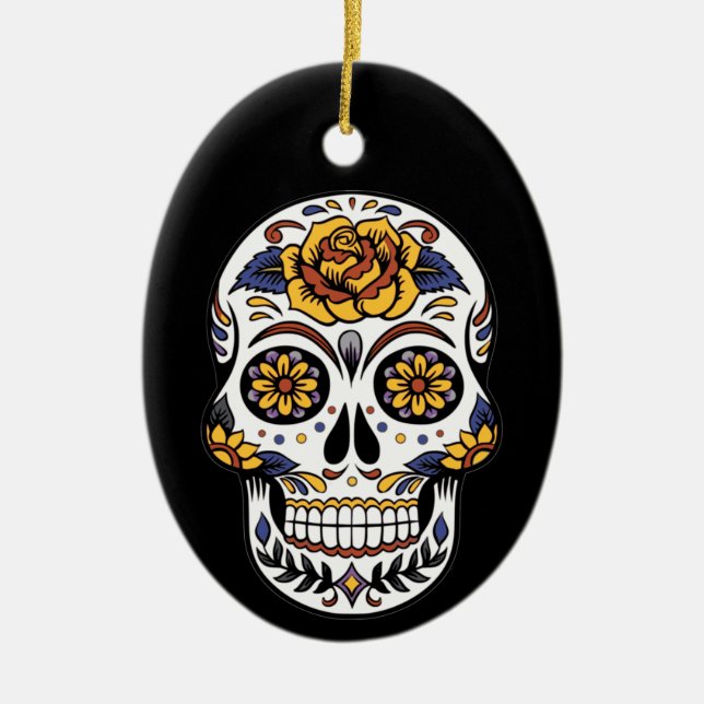 Fantastisk Sugar Skull Julgransprydnad Keramik (Framsidan)