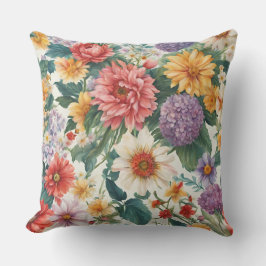 Fantastisk Summer Garden Colorful Flowers Kudde