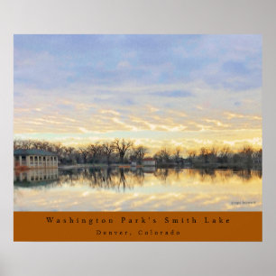 Fantastisk Sunset över Washington Park Sjö Denver Poster