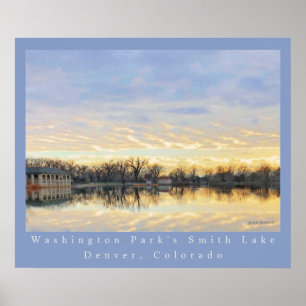Fantastisk Sunset over Washington Park Sjö Denver Poster