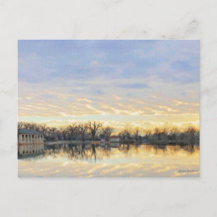 Fantastisk Sunset over Washington Park Sjö Denver Vykort
