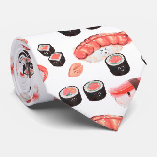 Fantastisk Sushi Mönster med Kawaii-uttryck Slips