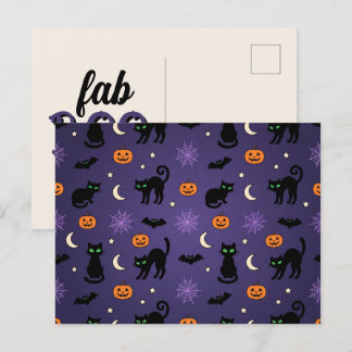 Fantastisk Svart Katt & Pumpa Halloween Helg Vykort