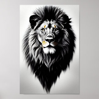 Fantastisk, svart och vitt lejona porträtt poster