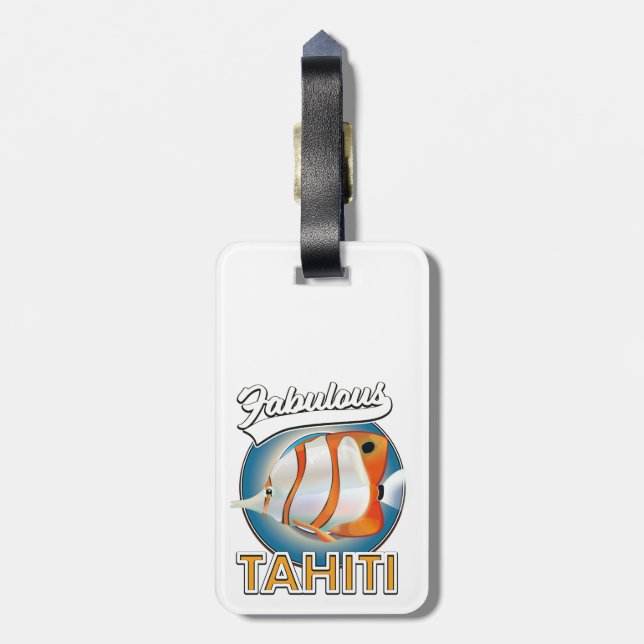 fantastisk Tahiti retro logotyp Bagagebricka (Baksidan Lodrät)