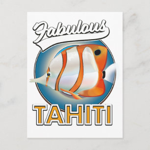 fantastisk Tahiti retro logotyp Vykort