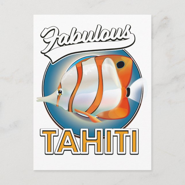 fantastisk Tahiti retro logotyp Vykort (Framsida)