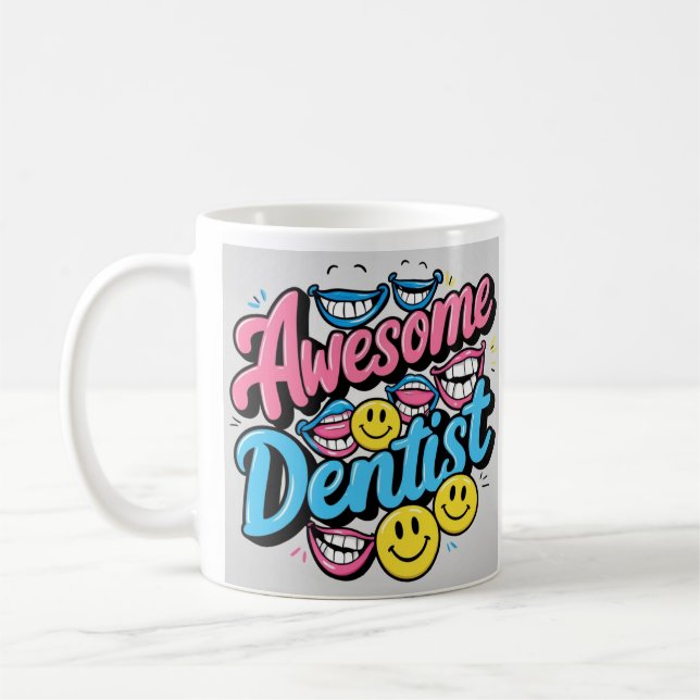 Fantastisk tandläkare tack, leende present kaffemugg (Vänster)