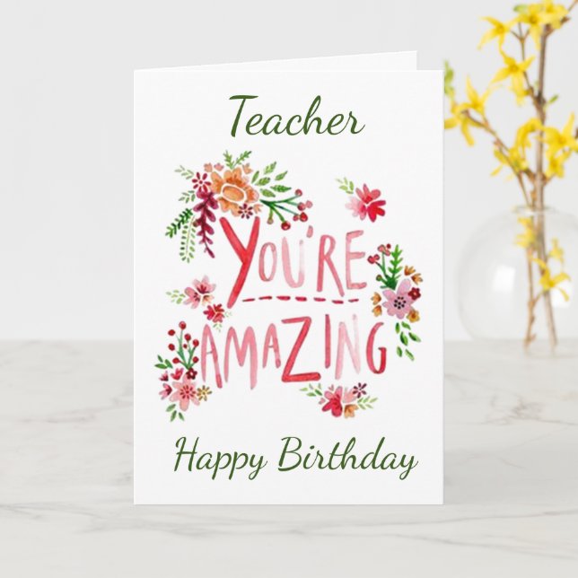 FANTASTISK **TEACHER** PÅ DITT BIRTIDKORT KORT (Gul blomma)
