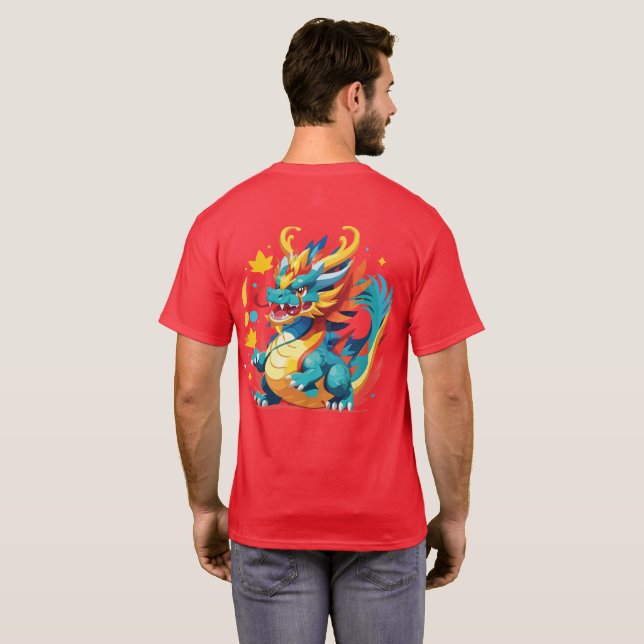 Fantastisk Tecknad Dragon T Shirt (Hel baksida)